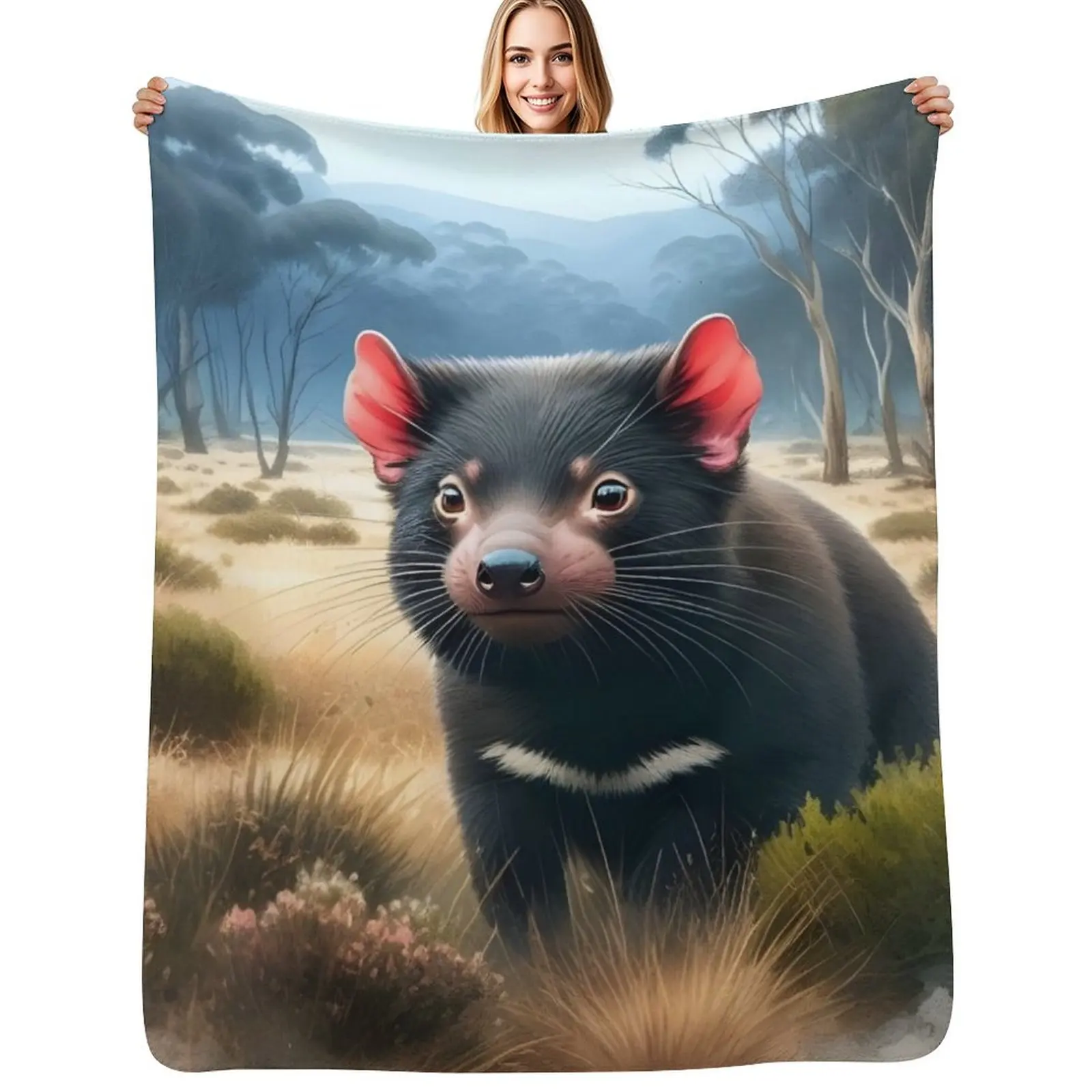 

Tasmanian devil Australia animal art Throw Blanket Comforter Hairys Thermal Blankets