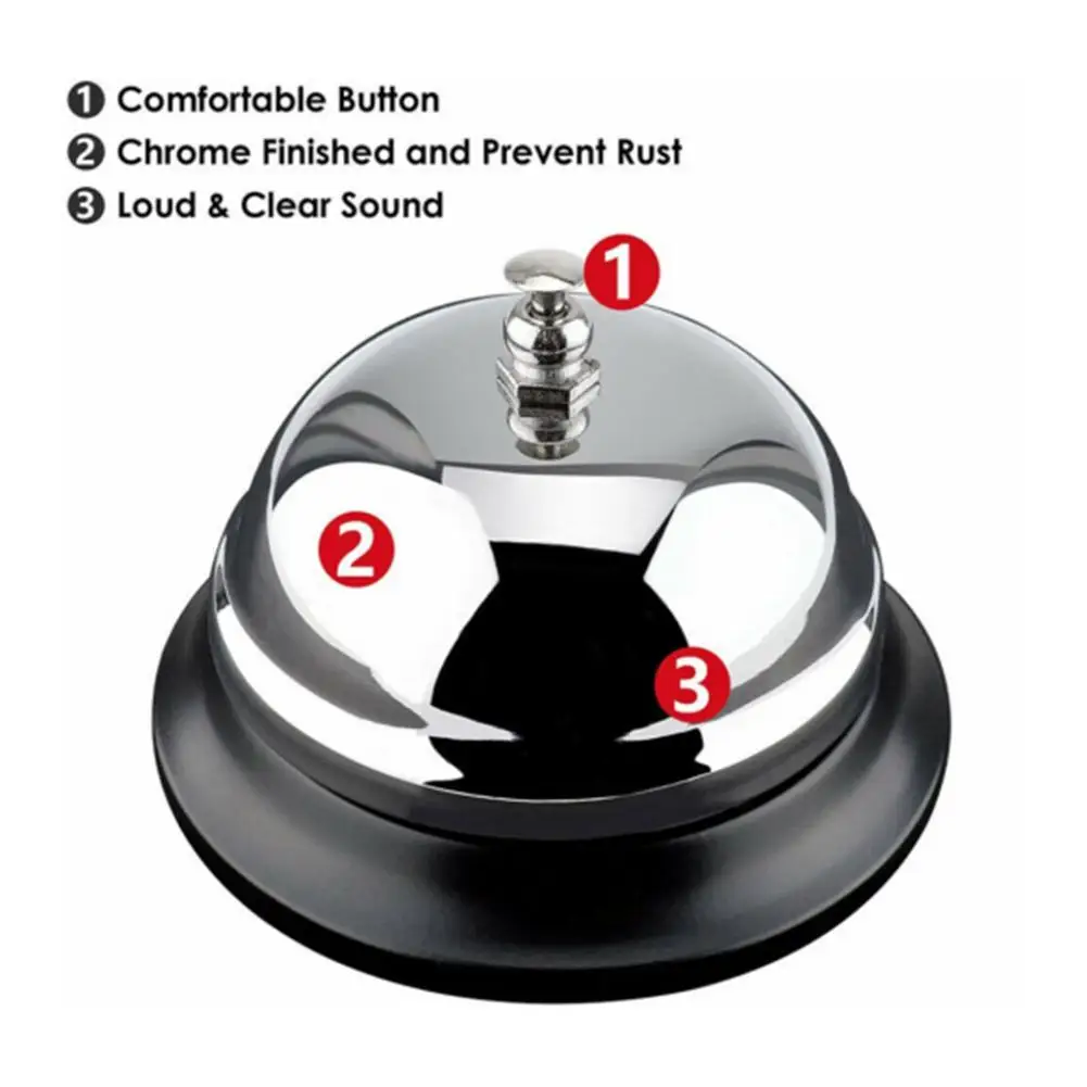 Timbre de Servicio con Sonido Fuerte y Claro, Antioxidante, 60 mm de Diámetro, para Restaurantes, Hoteles, Recepción, Salas de Juego y Servicio al Cliente