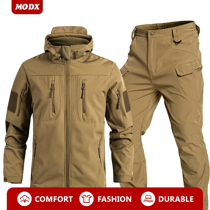 

Winter Tactical Camouflage Set Multi Pocket Abrasion-resistant Ripstop Two-piece Outdoor Men Training Cycling Hiking Clothes