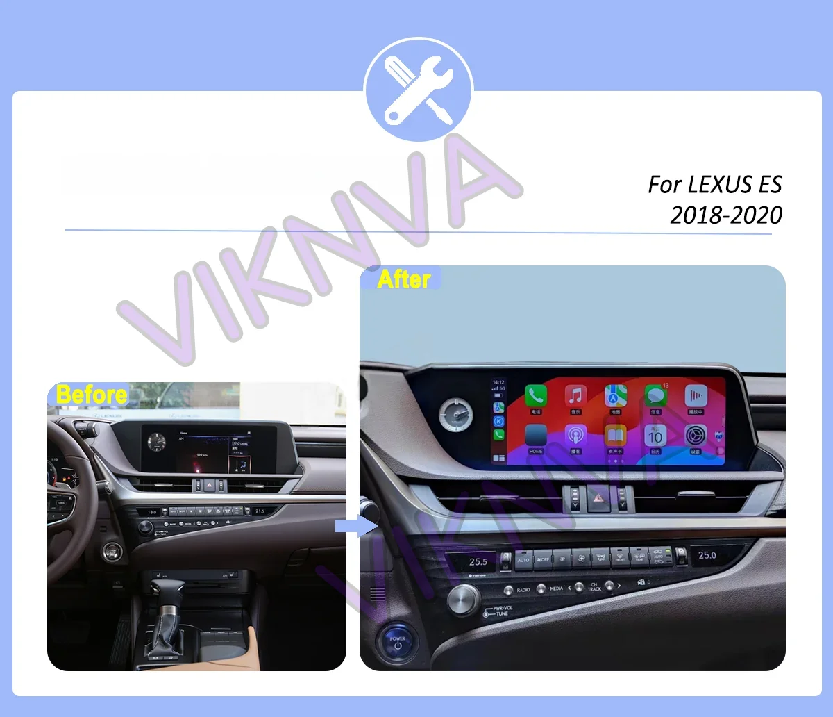 Android 13 CarPlay Multimedia Player for Lexus ES Models 2018-2021 Retains Original Feature Menu Car Radio Upgrade for ES200 ES2