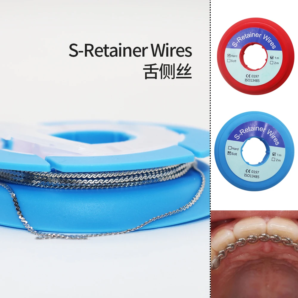1m Orthodontic Stainless Steel Dental Lingual Retainer Chain Wires Flat Plate Archwires Soft/Hard Dentist  Materials