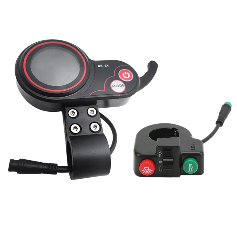 QS-S4 48V-60V Thumb Throttle LCD Display Meter+Switch Button for Zero 8 9 10 8X 10X Electric Scooter 6PIN Display