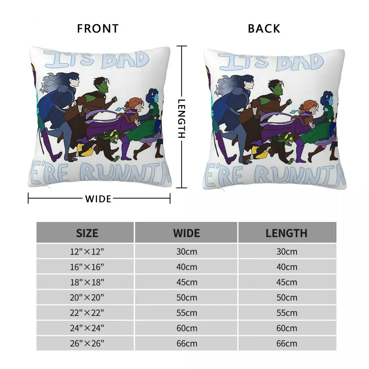 It's Bad, We're Running Square Pillowcase Pillow Cover Polyester Cushion Decorative Comfort Throw Pillow for Home Living Room