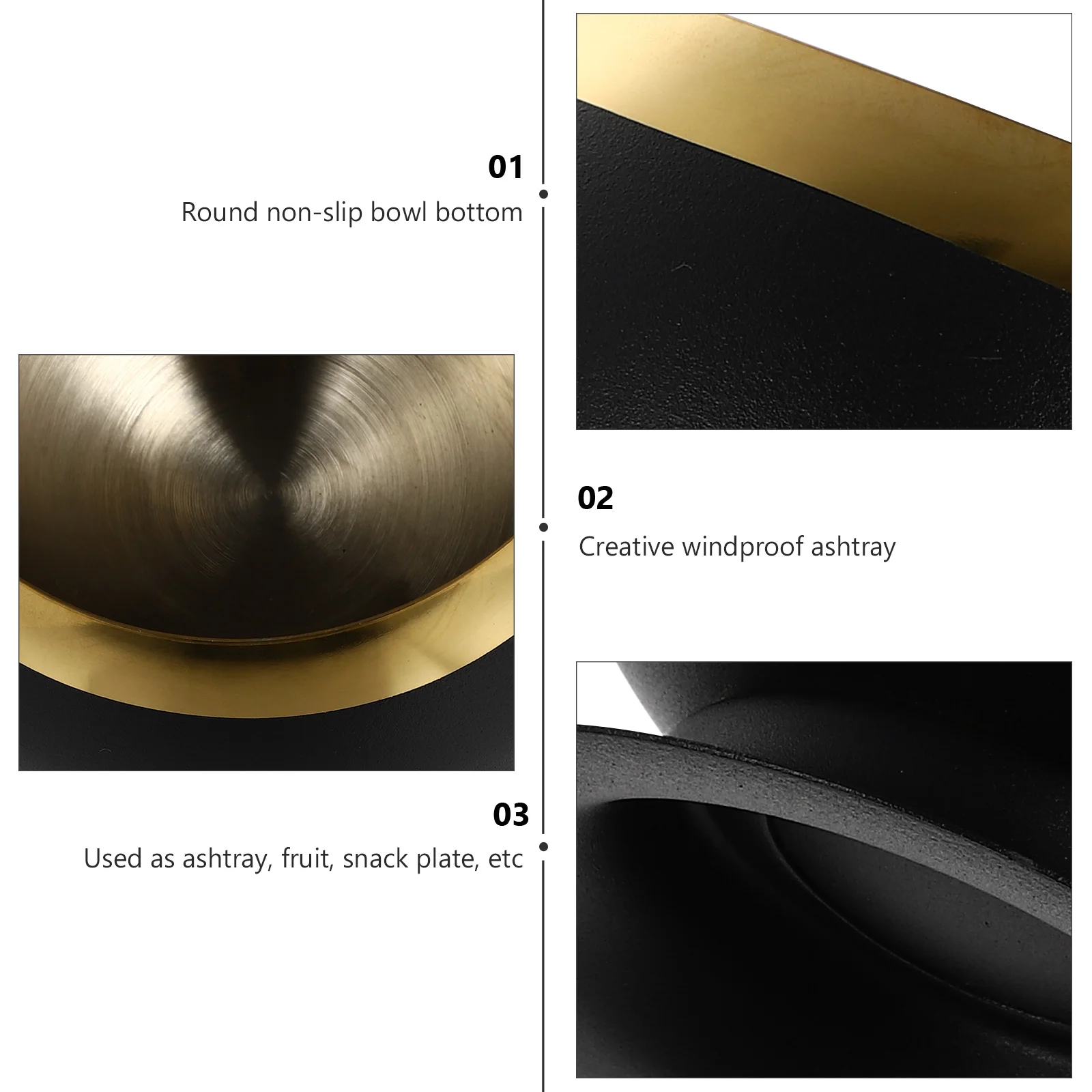 

Desktop Rounded Cigarette Butt Container Delicate Metal Ashtray Practical Household Convenient