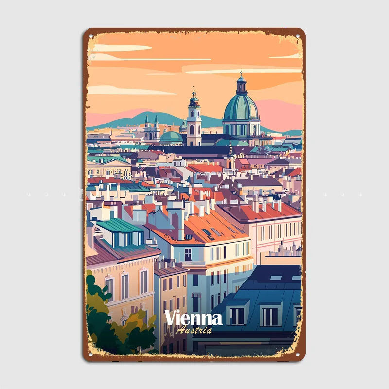 Vienna Cityscape  Travel Poster Metal Sign Life Wall Custom Bedroom Indoor Home Wall Decor Posters Room Decoration