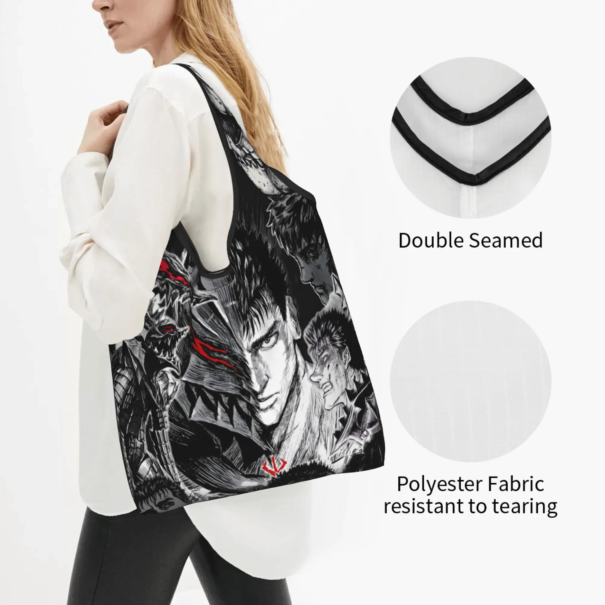 Fashion Printing Classic Anime B-Bereserks Shopping Tote Bags Portable Shopper Shoulder Comic Handbag