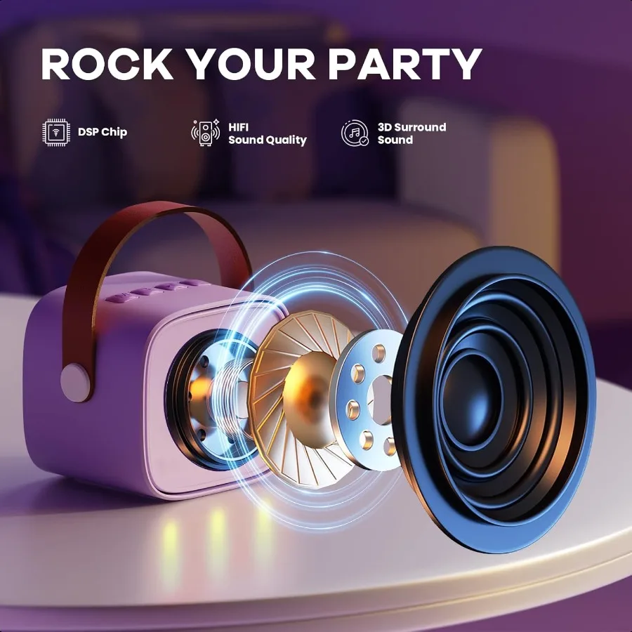 YLL Mini Karaoké hine avec 2 microphones Wirel TOP Cadeaux pour filles âgés de 3 4 5 6 7 8 9 10 11 12 + Année 412 Ans Anniversaire