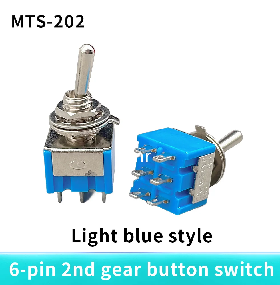 2PCS MTS-202 6 Pins 2 Positions Toggle Switch 6 Pin ON-ON Mini Toggle Switch For Switching Lamp Light ON-ON Switch 6A 125VAC