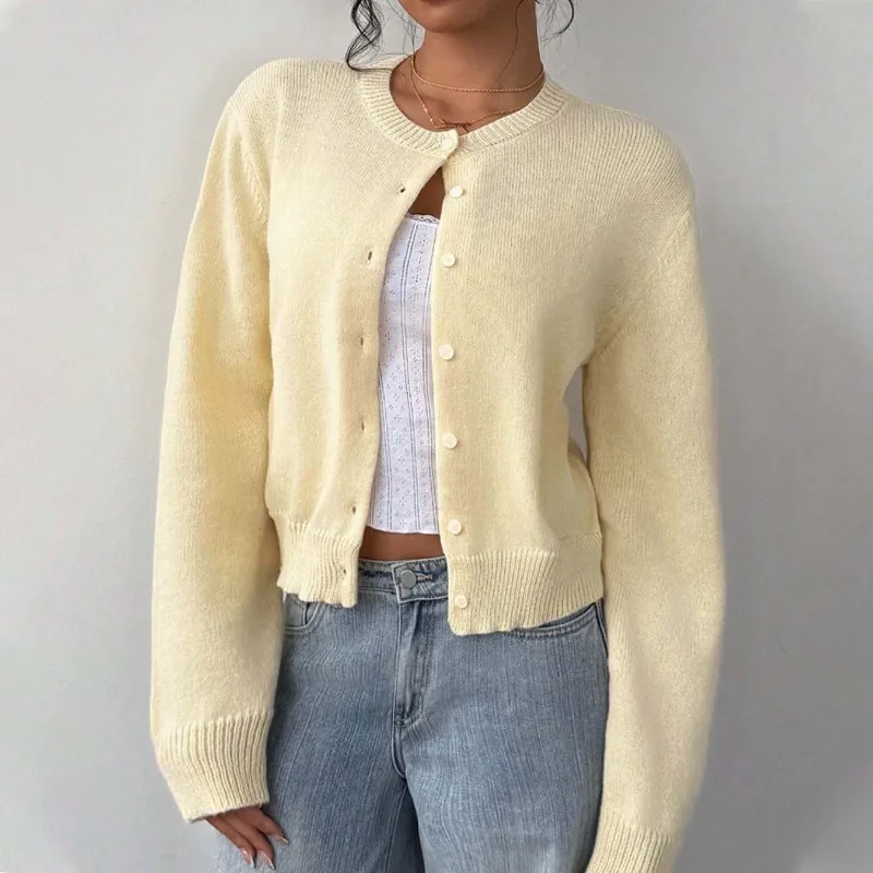 

Long-sleeved Sweater Women's Autumn and Winter Cardigan Jacket Soft and Glutinous Short Loose Slimming Top