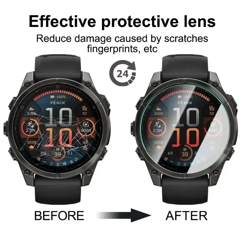 Protector de pantalla de vidrio templado para Garmin Fenix 8, película transparente HD antiarañazos de 43mm/47mm/51mm para Garmin Fenix 8 7 6 5 Series