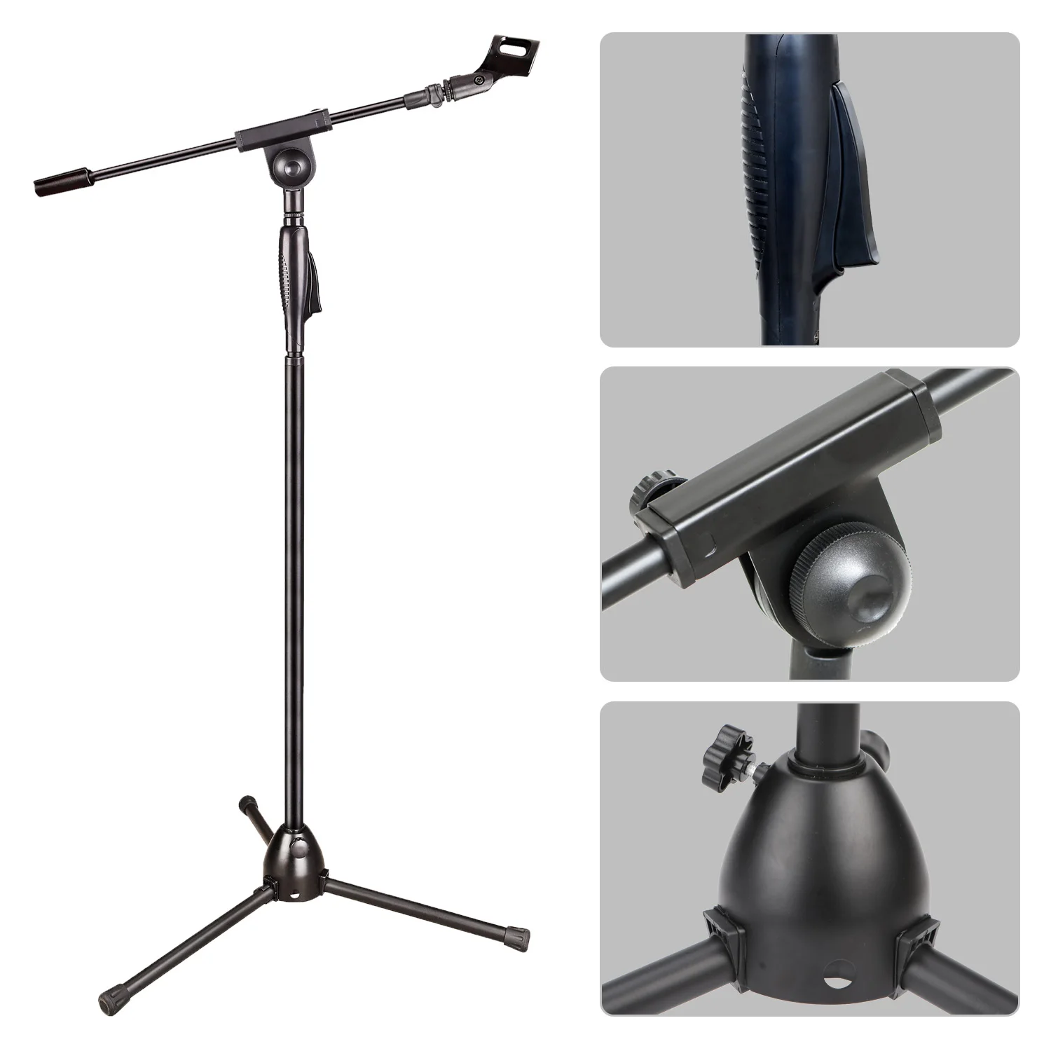 Freeboss-Suporte de microfone metálico, tripé, ângulo ajustável, altura, com fio, sem fio, condensador dinâmico, Mic Stage Support, MS-203