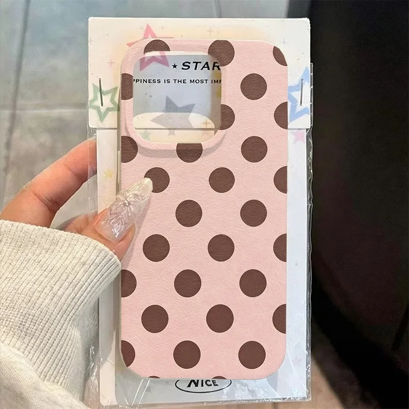 Pink Background Dark Burgundy-brown Polka Dots Phone Case For iPhone 17 Air 11 12 13 14 15 16 Pro Max Plus Silicone Soft Cover
