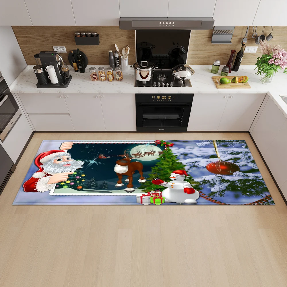 Christmas kitchen living room bedroom floor decoration carpet home entrance door mat corridor bathroom  anti-slip foot 