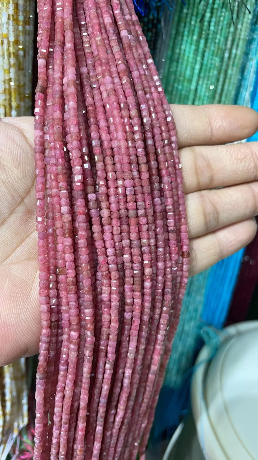 Natural Rhodochrosite 2.5x2.5mm Cut Face Square Length:39