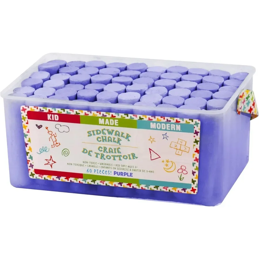ชอล์กทางเท้าสีม่วง 60 แท่ง สำหรับงานศิลปะกลางแจ้งและการเล่นสร้างสรรค์บนทางเท้า เหมาะสำหรับกิจกรรมฤดูร้อนและการเรียนรู้