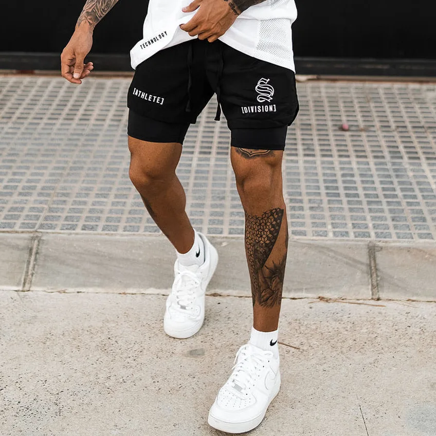 2023 Summer New Men\'s Fashion Beach Shorts Woven Quick Drying Multi-color Sports Double-layer Quarter Pants Men