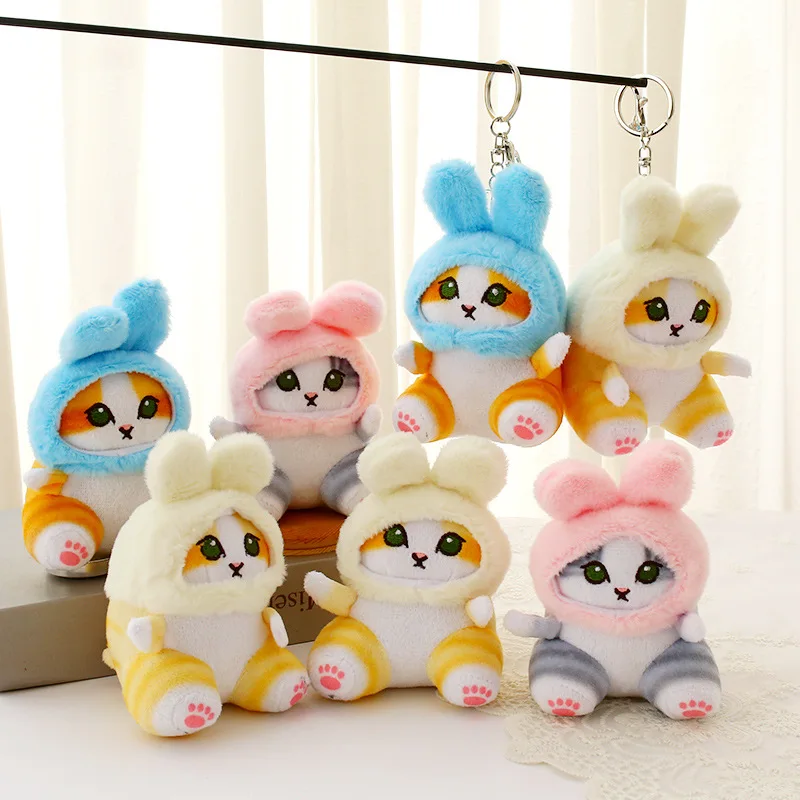 

Kawaii Mofusand Plush Doll Key Chain Cute Shark Cat Cross Dressing Bunny Cartoon Anime Backpack Zipper Pendant Birthday Present