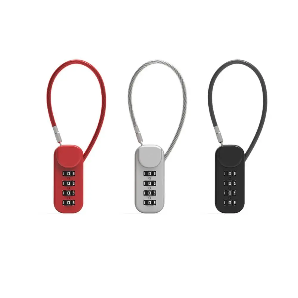 Portable Zinc alloy 4 Digit Password Lock Anti-theft Wire Rope Backpack Zipper Lock Padlock Dormitory Cabinet Lock Travel