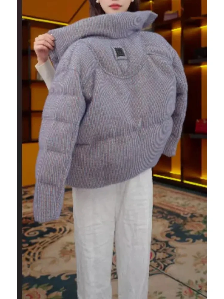 

Retro Stand Collar Thiened Cotton Jaet Women's Winter New Faion Loose ort Bread Sle Coat Korean Version Long Sve