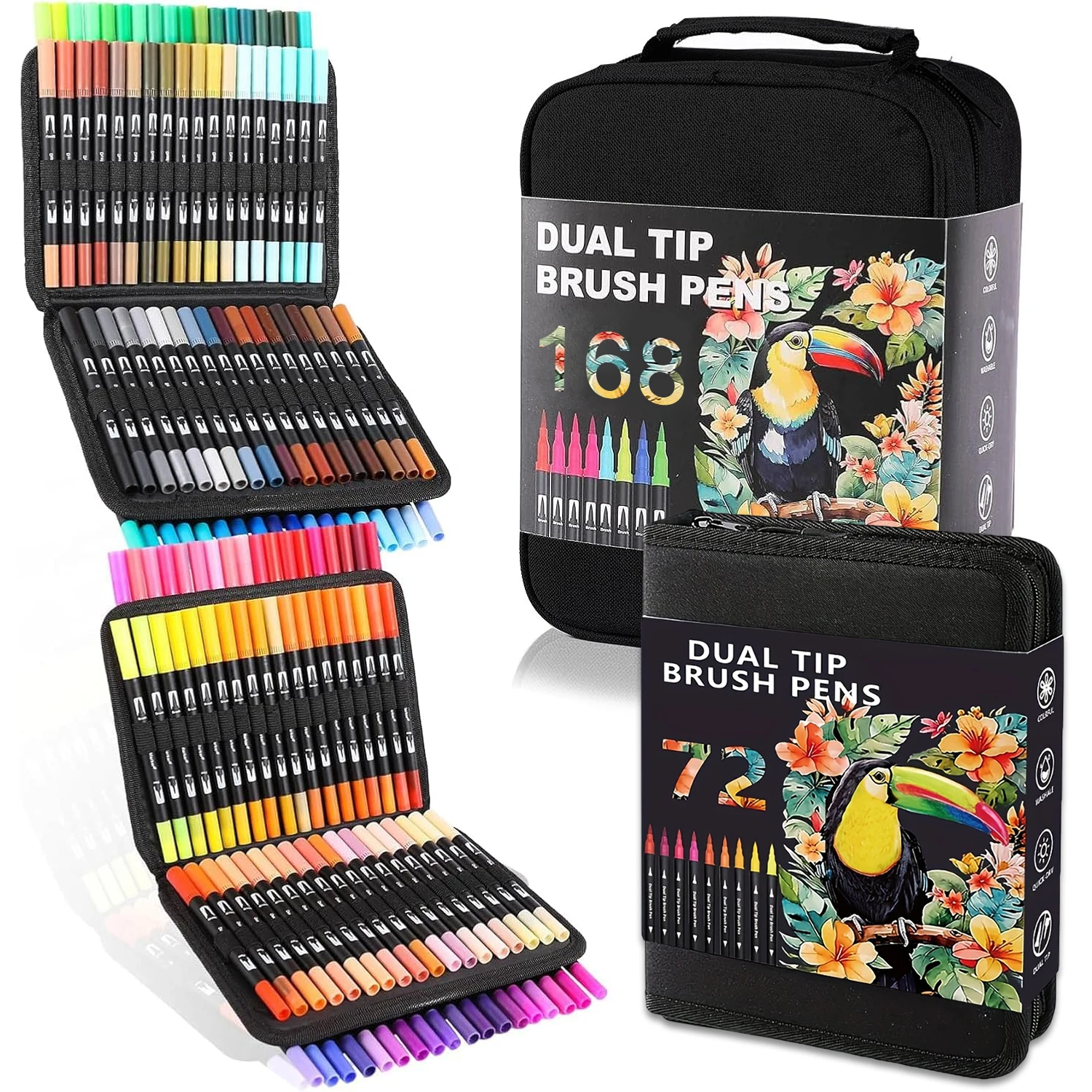 

Dual Brush Marker Pens,72/120/168 Colors Art Markers Set with Fine Tip and Brush Tip for Adult Coloring Book Bullet Journaling