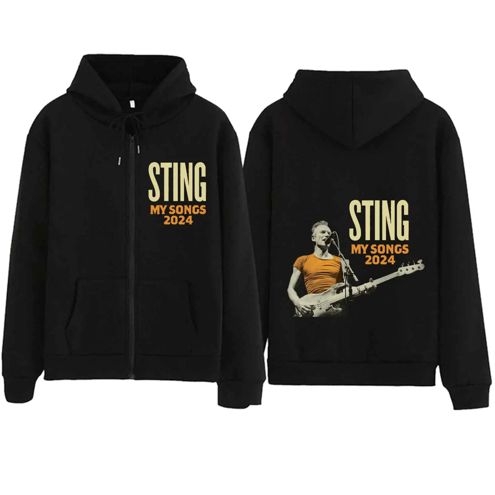 Sting My Songs Tour 2024 Zipper Hoodie Harajuku Pullover Tops Streetwear Music Fans Gift V-Neck Sweatshirts Printing