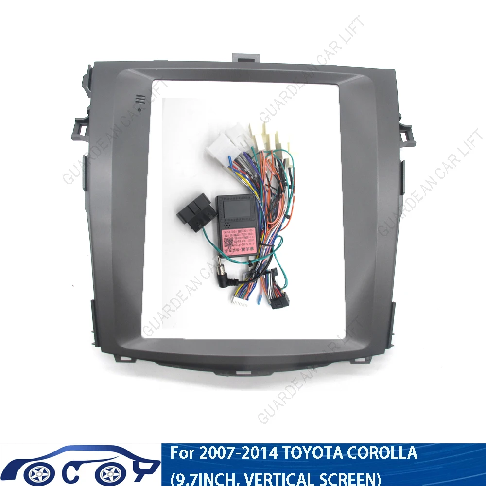 

For 2007-2014 TOYOTA COROLLA (9.7INCH, VERTICAL SCREEN) Car Radio Fascias Tesla Style Android Panel Frame 16Pin Wiring Harness,
