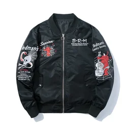 Winter Pilot Jacket Embroidery Skulls Anime Bomber Jacket Men Hip Hop Fashion Baseball Jacket Harajuku Japanese Streetwear Male