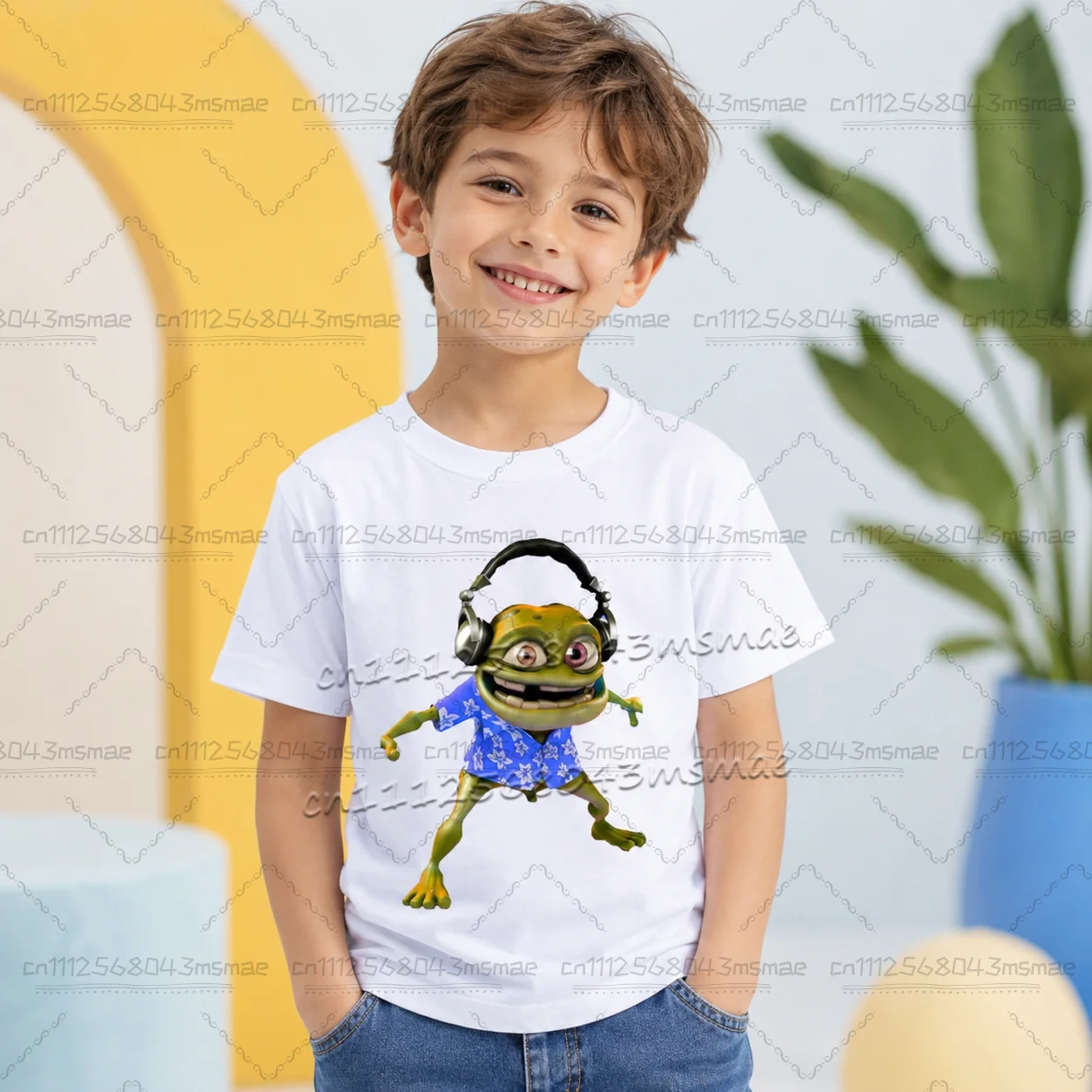 Funny Boys T Shirts New Crazy Frog Anime Cartoon Clothes Short Sleeved Shirt Tops Children Adults Parent Child Cotton T Shirts