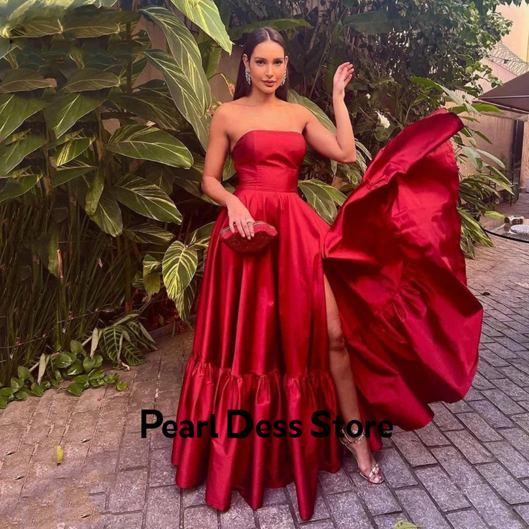 

Side slit long evening dress, tight red women's formal dress Robe De Soiree Robe De Soiree