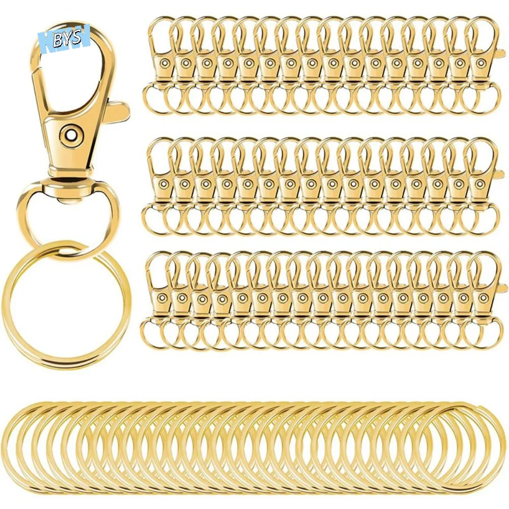 

100Pcs 360 Degree Rotating Lobster Claw Clasp Flexible Rust-Resistant Key Chain Clip Sturdy Durable Rotary Clasp Hook