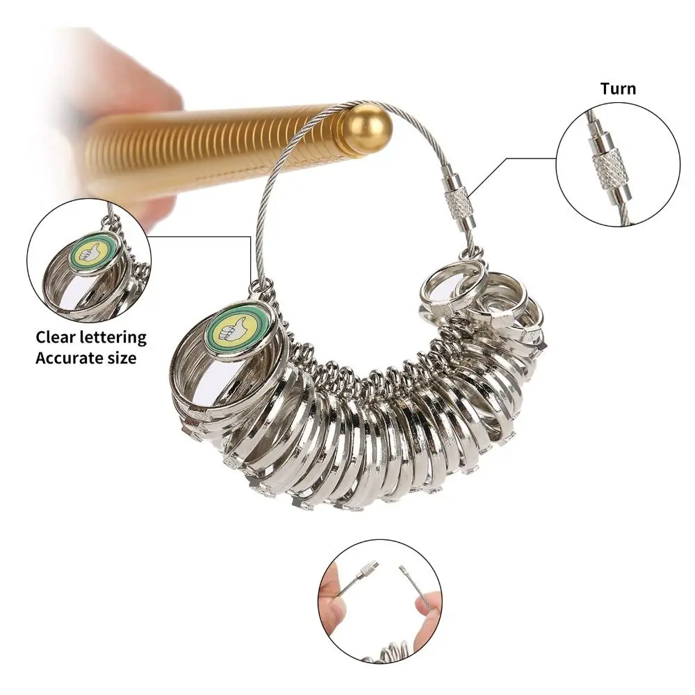 

Metal Ring Mandrel Sizer Rubber Hammer Mallet Finger Measuring Stick Ring Sizing Gauge Ring Measuring Tool Jewelry Making