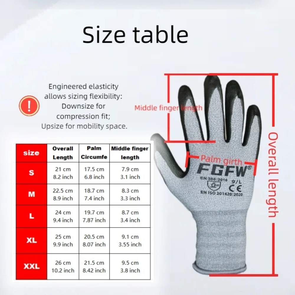 ถุงมือทำงานสแปนเด็กซ์ระบายอากาศนุ่ม 3 คู่พร้อมด้ามจับยางไนไตรล์ - กันลื่น ทนทาน ขนาดทุกเพศ S-XXL