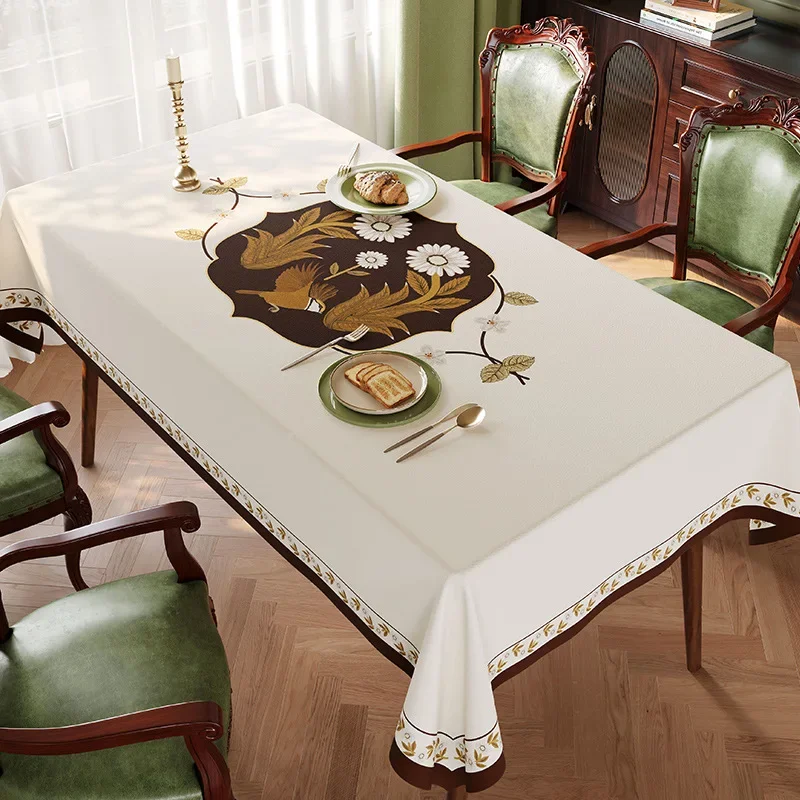 Vintage Floral Leather Tablecloth Waterproof Oil Resist Rect Dining Cover Multi Shades Sizes Premium Table Protector Decor Cloth