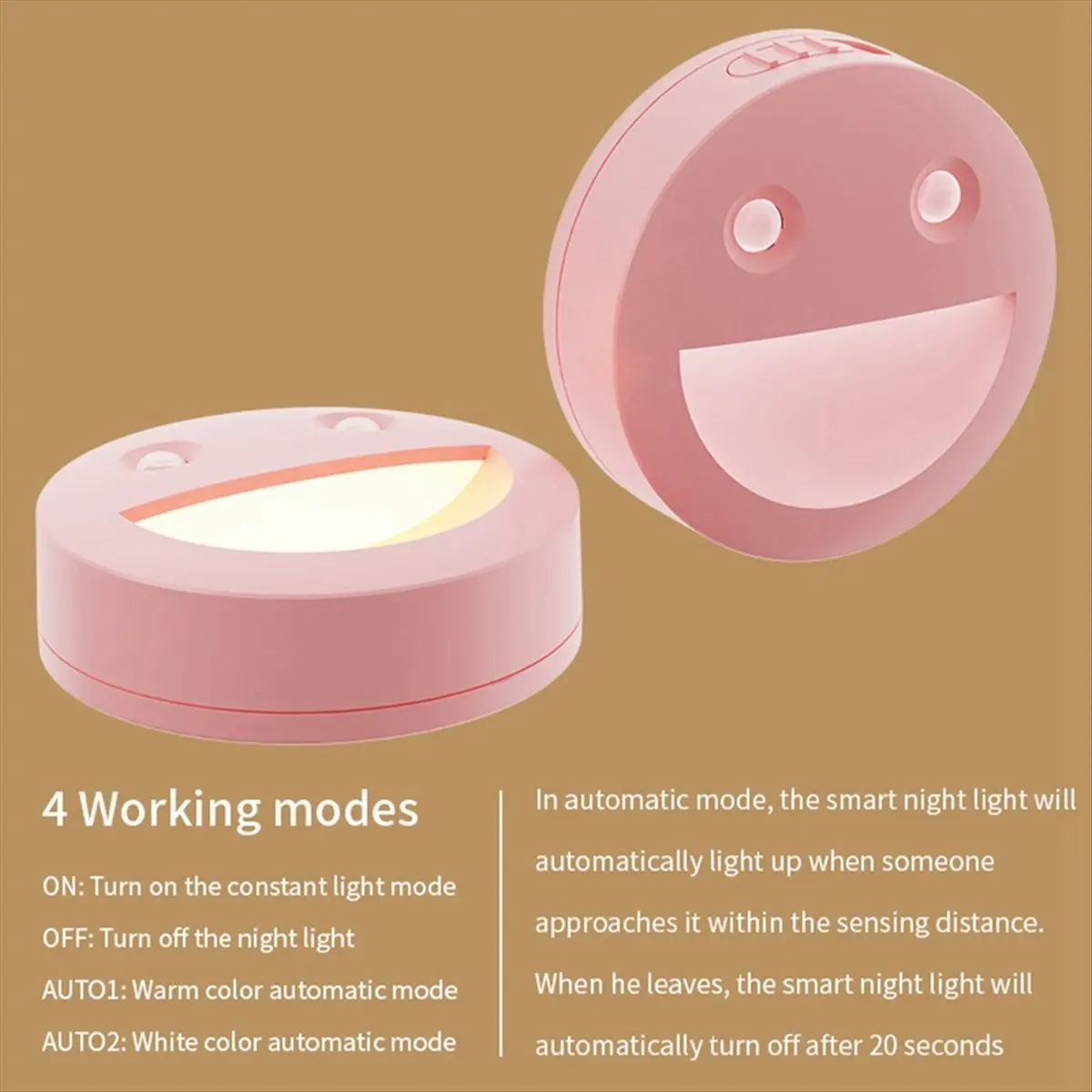 

*X07A 2Pcs Sensor LED Night Light Lamp Battery Powered Adjustable Color Temperature for Cabinet Staircase LED Closet Light,A