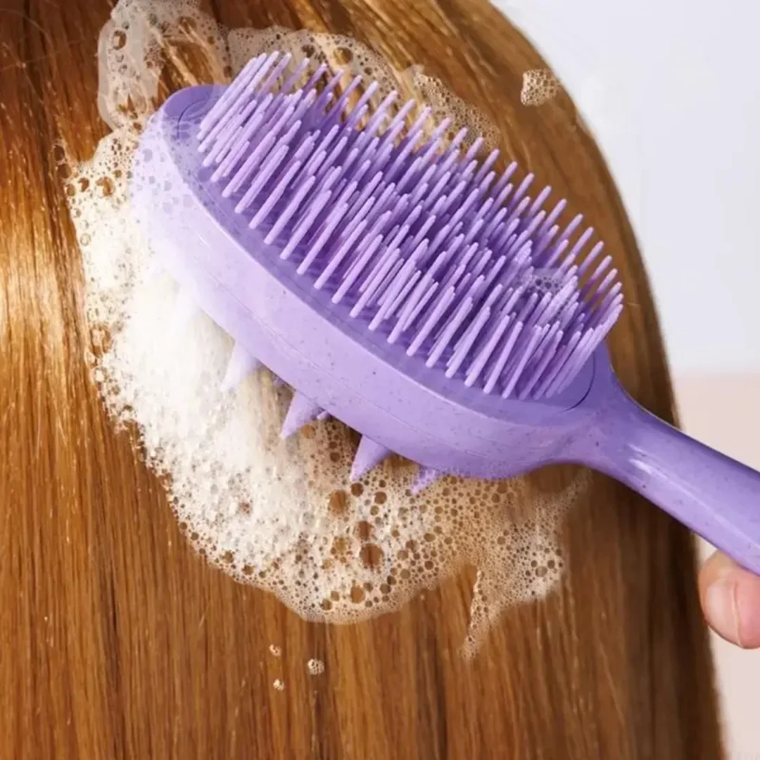 

Массажная щетка-расческа 2-в-1 для мытья волос и массажа кожи головы, двусторонняя, мягкая, для душа и ванны, инструмент для ухода за волосами и укладки