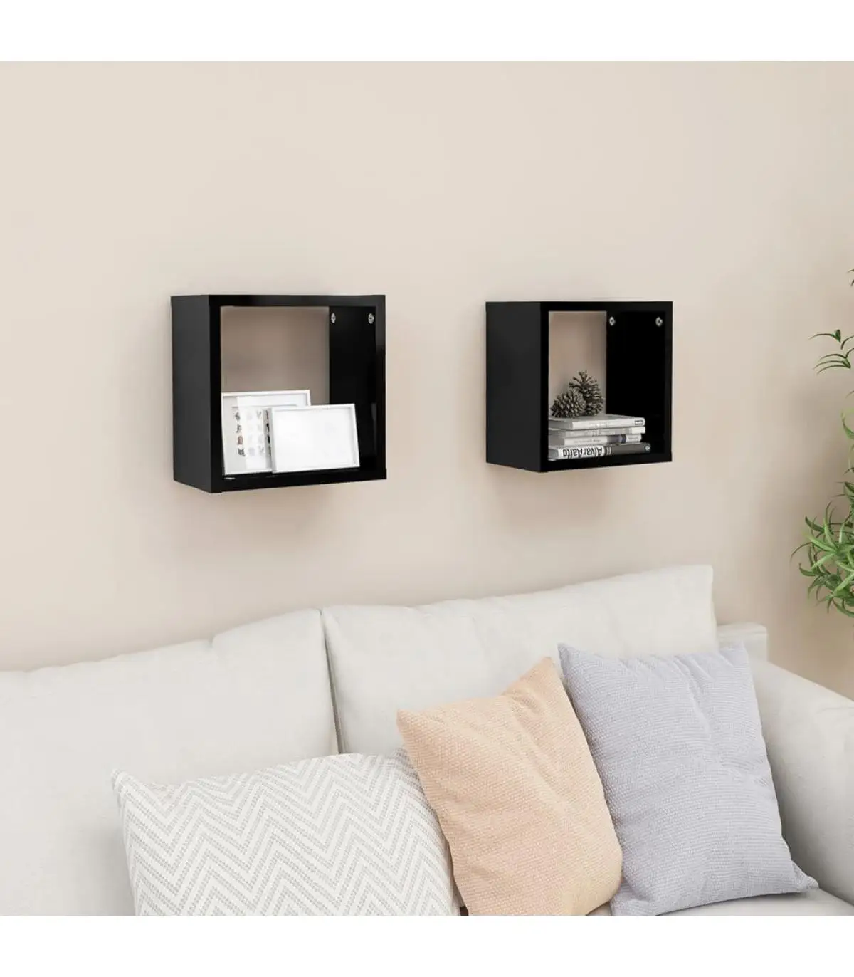 Shelves and Shelves Shelves Cubes Wall 2 Pins Bright Black 26x15x26 cm