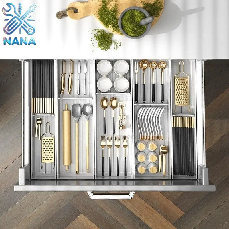 Dishes Separator Adjustable Flatware Cutlery Holder for Spoon Fork Knives Large Silverware Drawer Storage Utensils Oraganizer