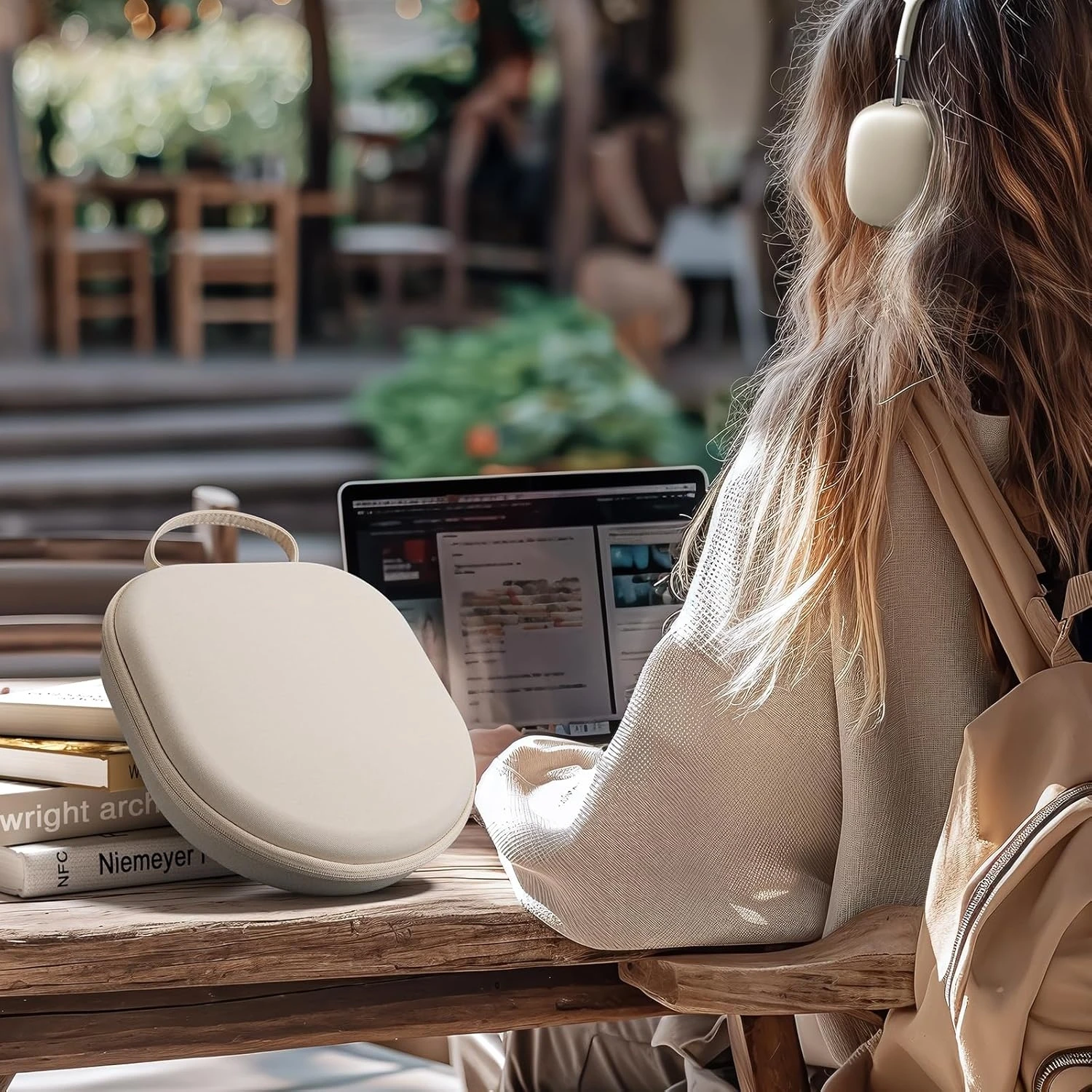 Yinke Reiseetui für Apple AirPods Max, unterstützt den Schlafmodus, doppeltes Reißverschlussdesign, stoßfestes EVA-Material mit kratzfestem Samt-Innenfutter. – Detail 32