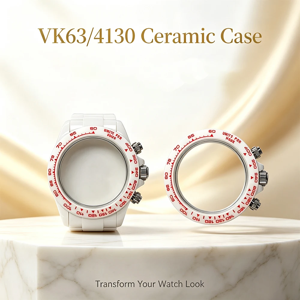 38.5mm vk63/4130 Ceramic Watch Bezel Tachymeter Scale Replacement Parts For VK63 case 4130 case Chronograph Watch Mod Accessory
