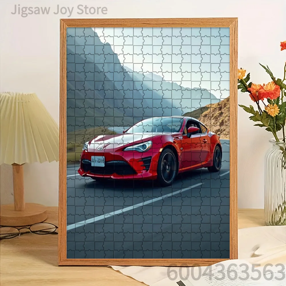 

Paper Jigsaw Puzzle Red Toyota 86 Sports Car on Mountain Highway Scenic Landscape Artwork Brain Teaser