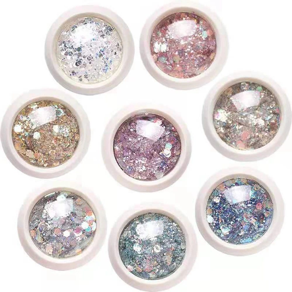 Multi-Box Holographic Nail Glitter Set Gold Bottle DIY Flake FOR Nail Art Dust Hexagon Glitter Powder Mermaid Sequins For Nail #