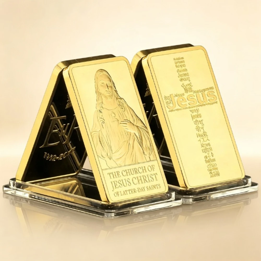 Jesus Gold Plated Bar Comemmorative Coin Station of The Cross Souvenir Coins Christian Gifts