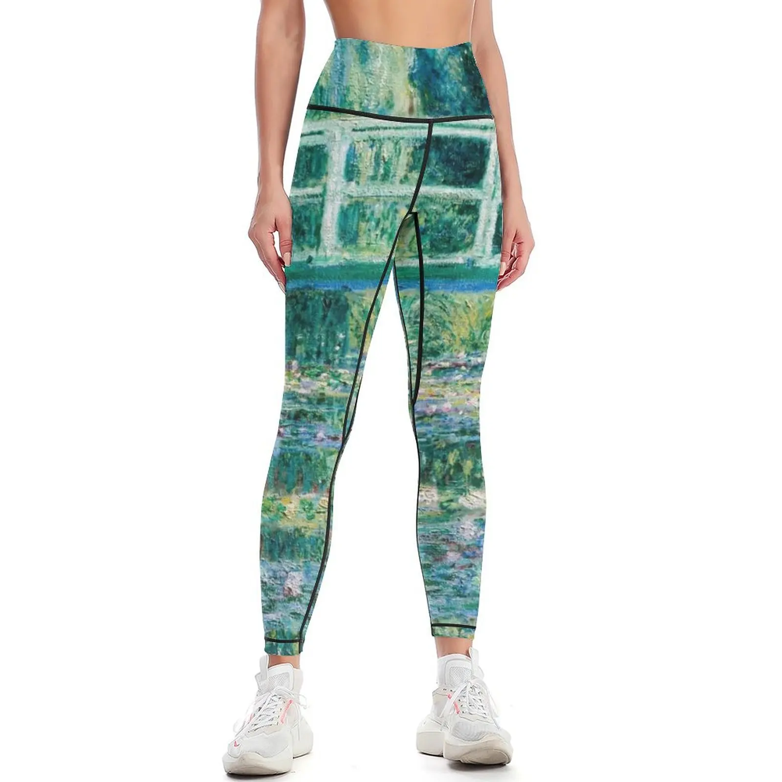 

1899-Claude Monet-Water Lilies and Japanese Bridge Leggings Women's fitness push up legging for physical Womens Leggings