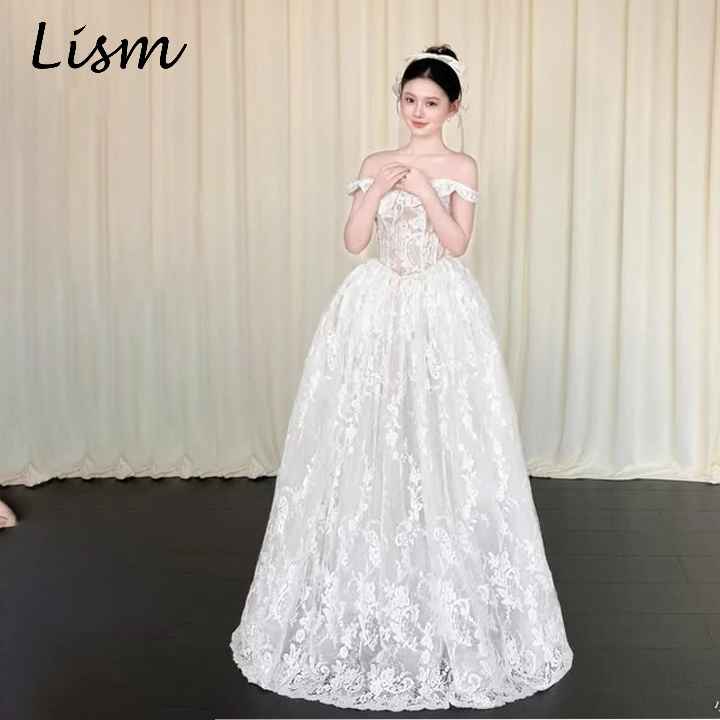 Lism Graceful Lace One-Shoulder Wedding Dress Women's 2026 New Vintage Fairy Tale Forest System Bride Marriage 웨딩드레스 Customized