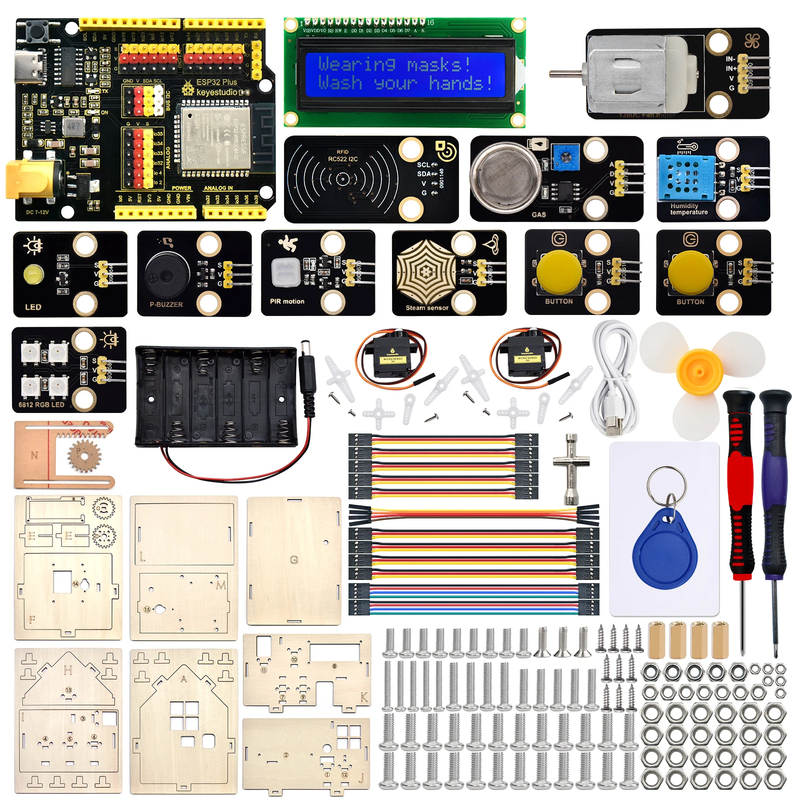 KeyestudioスマートホームiotキットとESP32ボードc言語とmicropython arduinoのESP32蒸気スマートハウスdiy電子キット