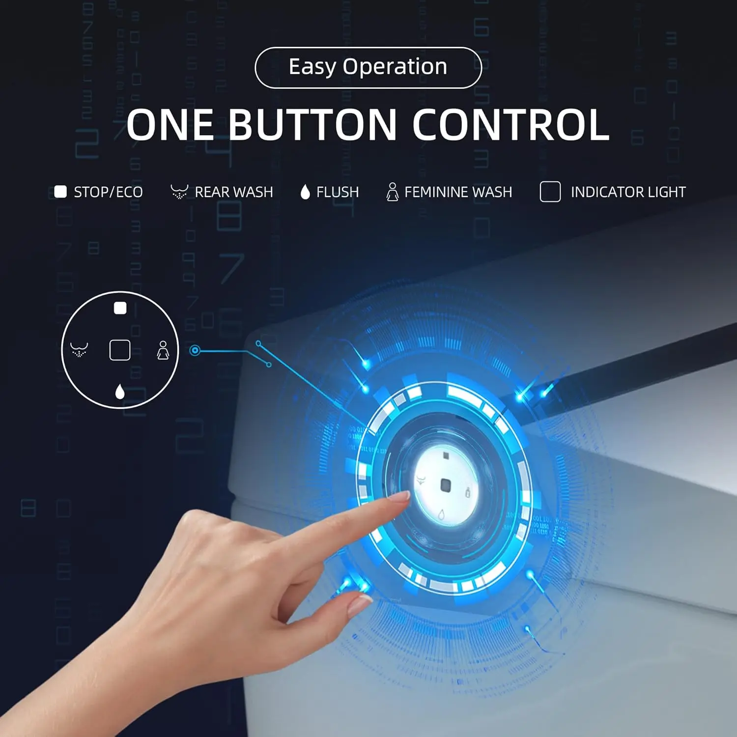 Inodoro inteligente bidé, apertura y cierre automáticos, Sensor de pie, funcionamiento automático, asiento calefactado, sin depósito, T-0099 de inodoro alargado de una pieza