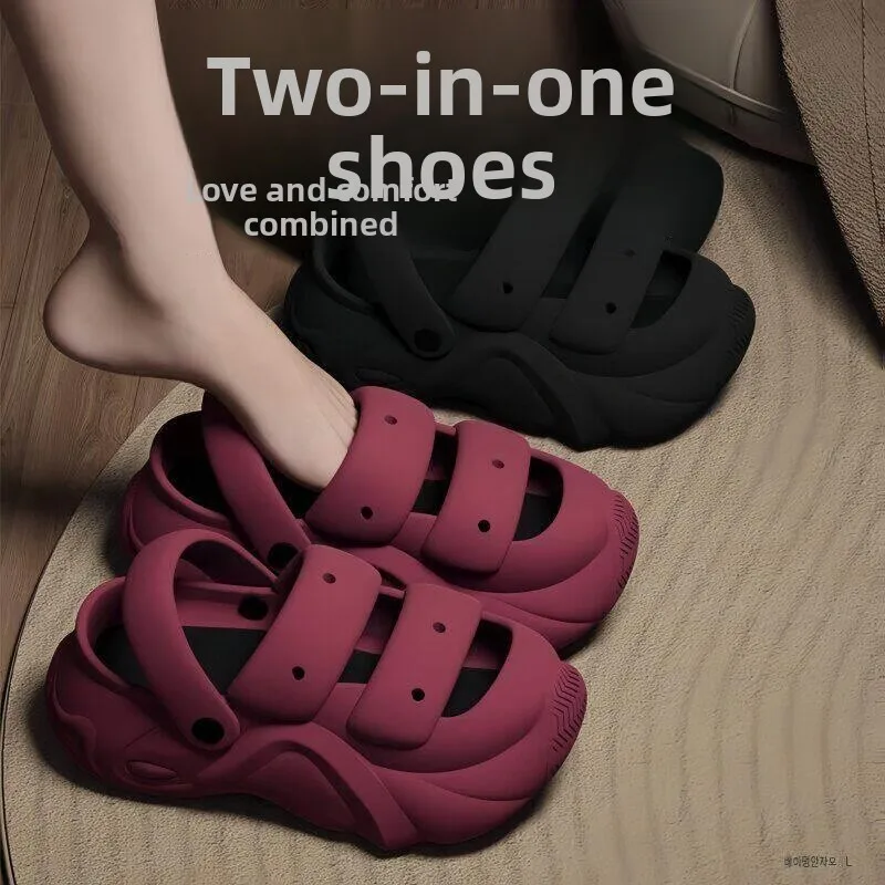 

EVA Head Covered Thick Bottom Heightening Clog Shoes Women Summer Home Indoor Outdoor Beach Sandals Flip Flops