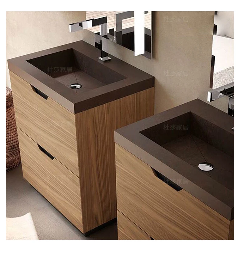 Japanese style light luxury floor custom modern French style stone slab integrated basin toilet sink hand