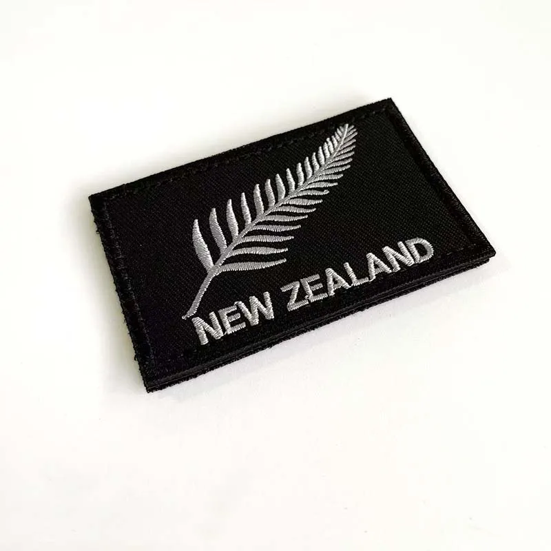 New Zealand Flag  Silver Fern Embleem Flag Fabric Applique Embroidery Hook and Loop Patch,Tactical Badges Stickers on Backpack