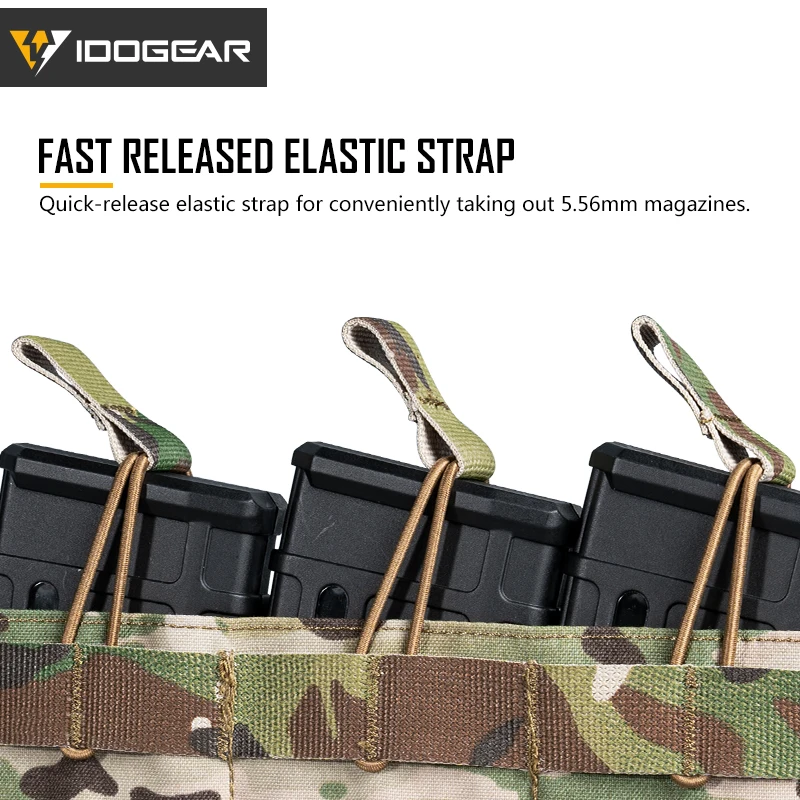 IDOGEAR Tactical Molle Triple Mag Pouch 5.56 Open-Top Magazine Pouch 3526